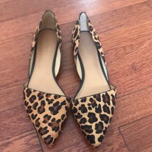 Leopard print pointy flats, size 9.
